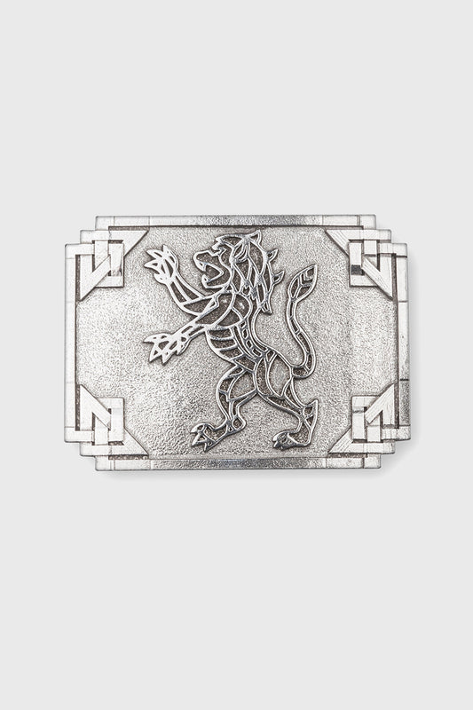 Geometric Rampant Lion Pewter Kilt Belt Buckle