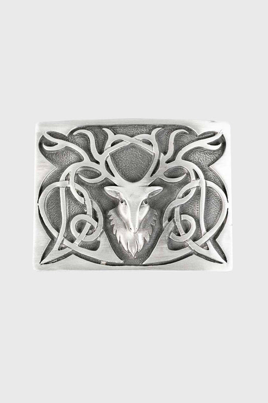 Art Nouveau Stag Belt Buckle - Matt Finish
