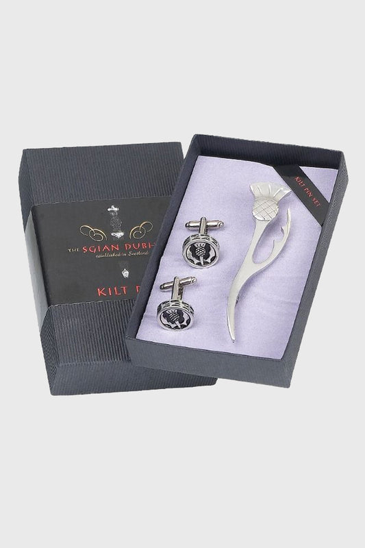 Gift Set: Thistle Leaf Kilt Pin & Cufflink Set