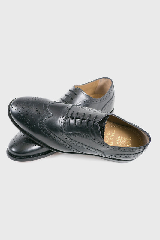 Thistle Shoes Black Leather Day Brogues