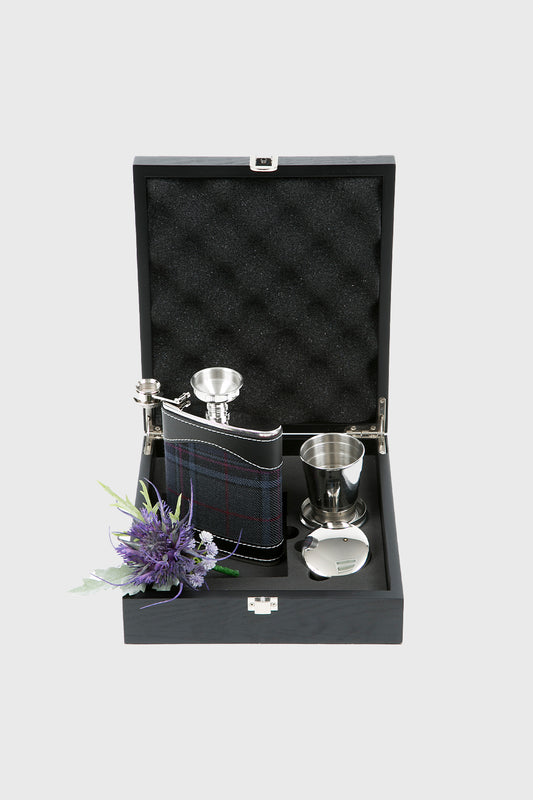 Grey Stewart Hip Flask Set