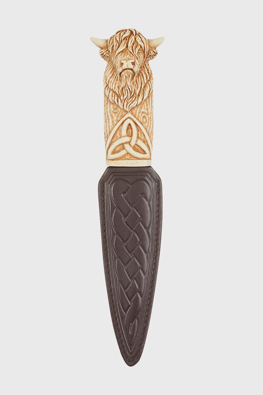 Highland Cow Resin Sgian Dubh - Ivory