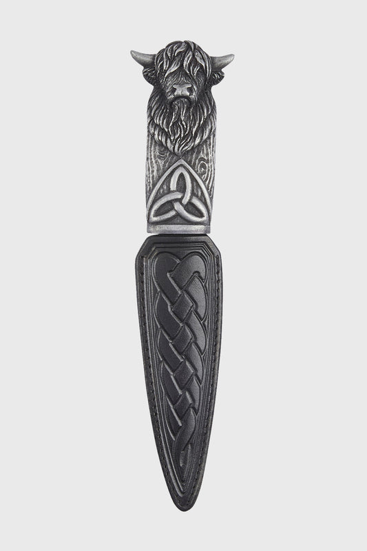 Highland Cow Resin Sgian Dubh - Silver