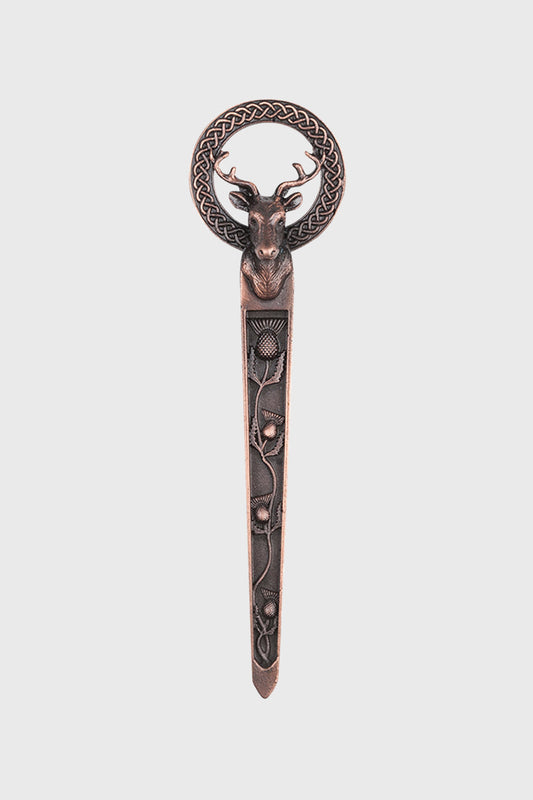 Stag & Thistles Pewter Kilt Pin - Chocolate Bronze