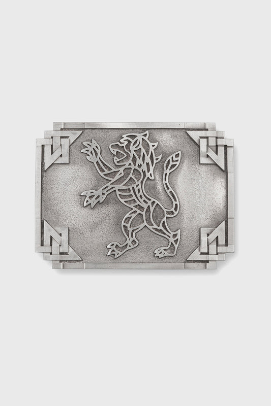 Geometric Rampant Lion Pewter Kilt Belt Buckle