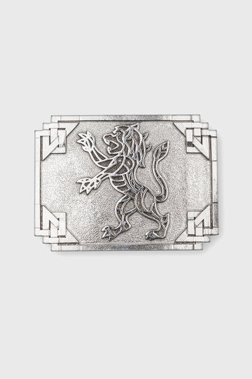 Geometric Rampant Lion Pewter Kilt Belt Buckle