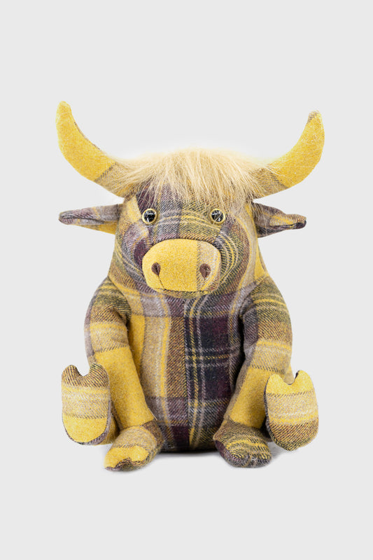 Plaid Highland Cow Doorstop