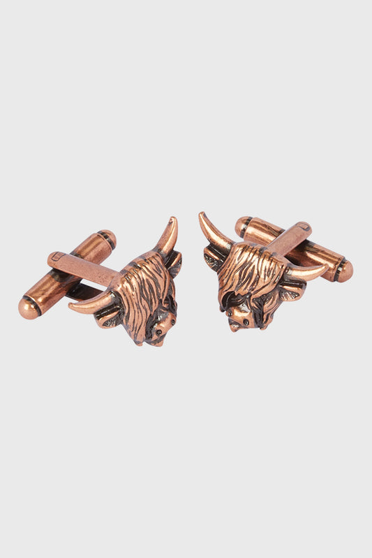 Highland Coo Cufflinks - Copper