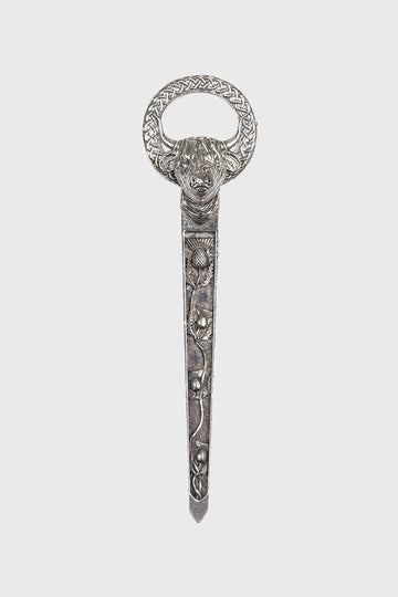 Highland Coo & Thistles Pewter Kilt Pin - Polished