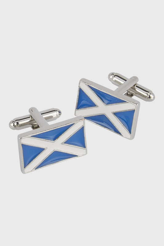 St Andrew's Saltire Enamel Cufflinks - Polished