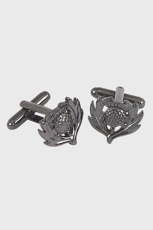 Black Chrome Traditional Thistle Cufflinks