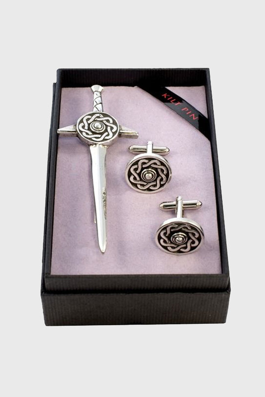 Celtic Targe Kilt Pin & Cufflink Set