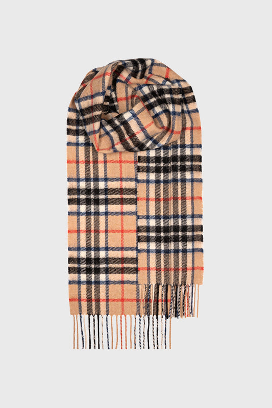 Thomson Camel Modern Tartan Scarf