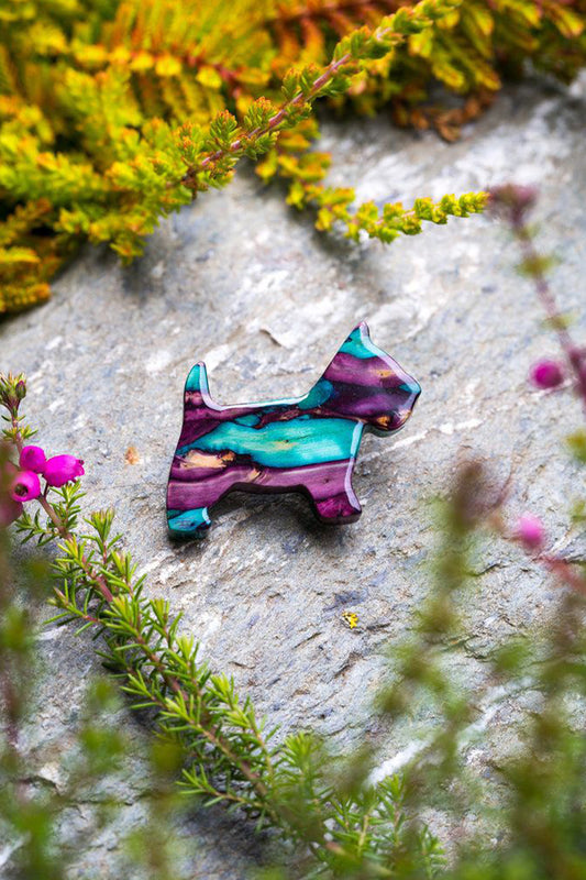 Heathergems Scottie Dog Brooch