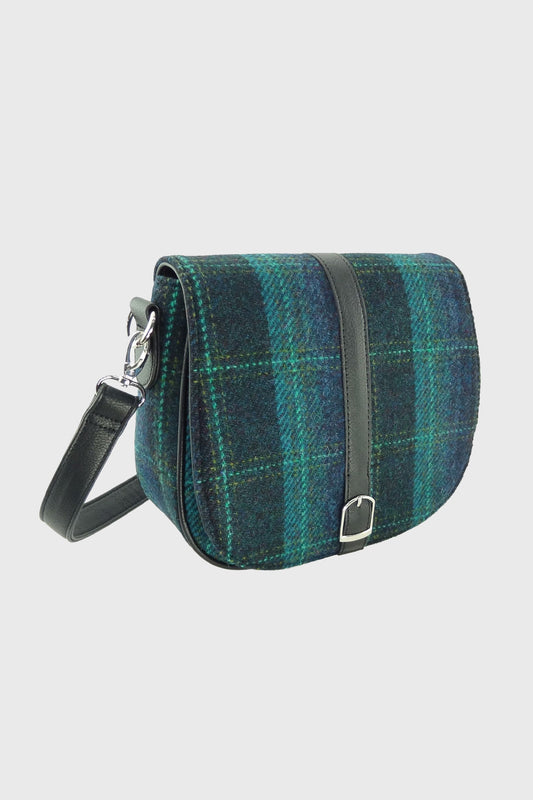 Harris Tweed Beauly Shoulder Bag - Blue with Turquoise Overcheck