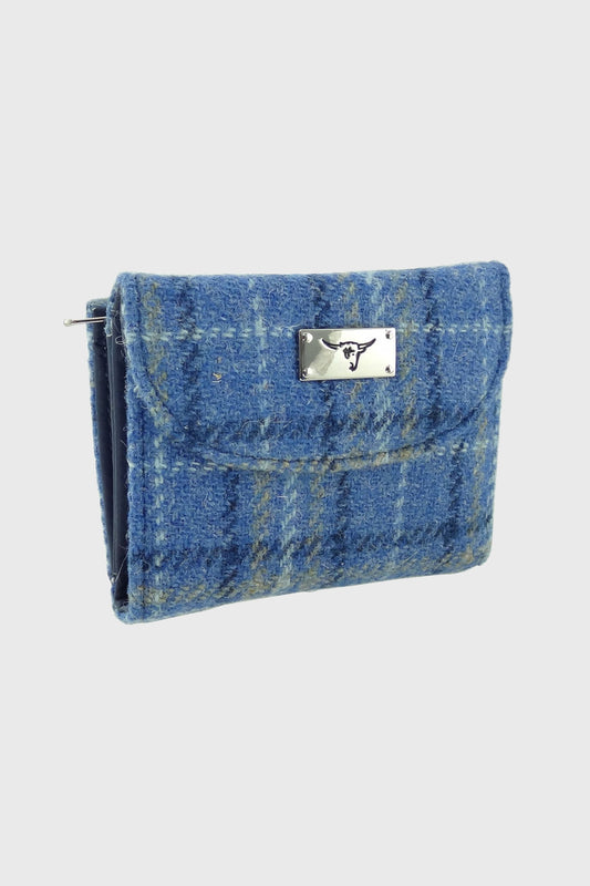 Harris Tweed Jura Short Wallet - Light Blue Check
