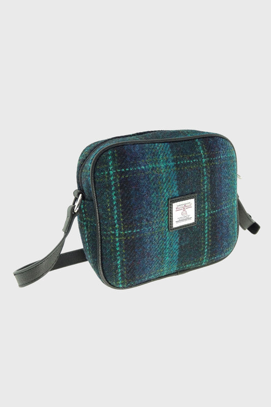 Harris Tweed Almond Mini Bag - Blue with Turquoise Overcheck