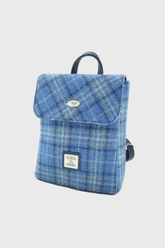 Harris Tweed Tummel Mini Backpack - Light Blue Check