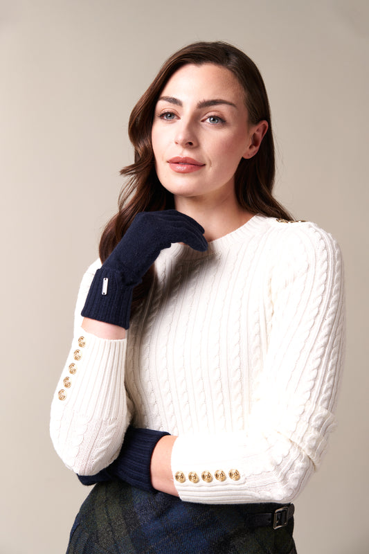 Navy Pride Wool & Cashmere Gloves