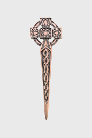 Celtic Cross Kilt Pin - Copper