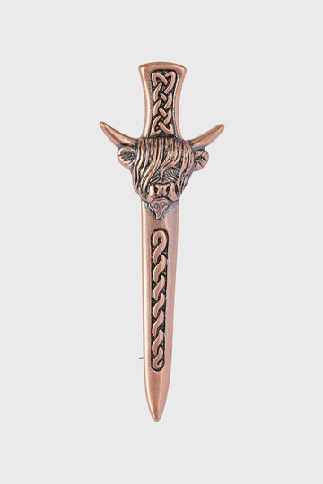 Highland Coo Kilt Pin - Copper