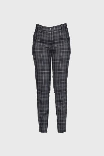 Ladies Grey Granite Tartan Trousers
