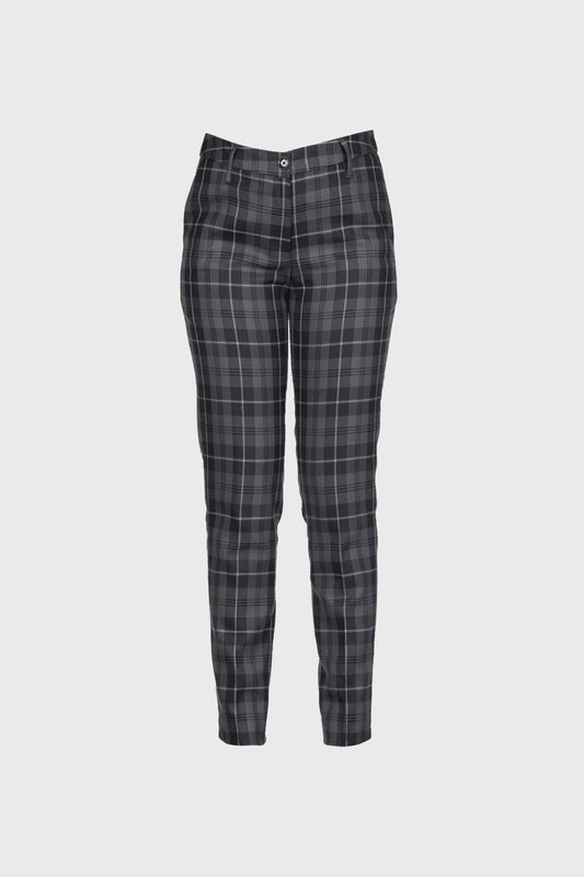 Ladies Grey Granite Tartan Trousers