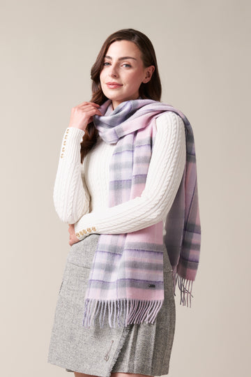 Cherry Blossom Tartan & Grey Scarf