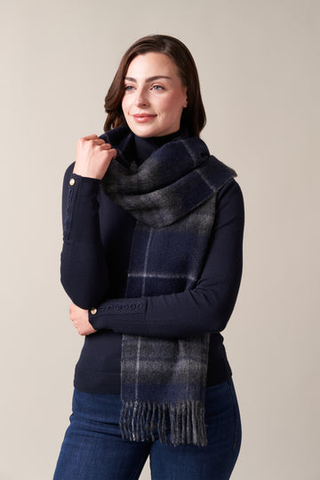 Midnight Pride Tartan & Grey Scarf