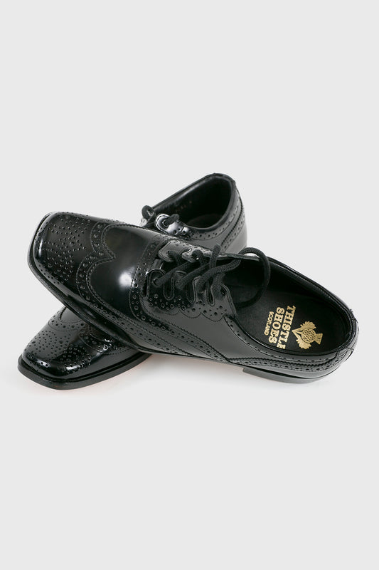 Thistle Shoes Black Leather Ghillie Brogues