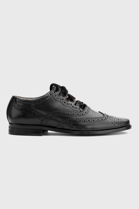 Thistle Shoes Black Leather Ghillie Brogues