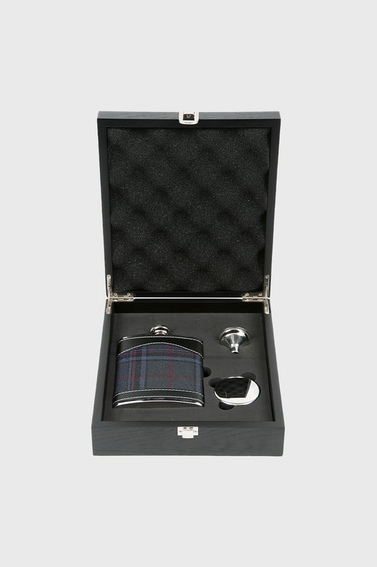 Grey Stewart Hip Flask Set