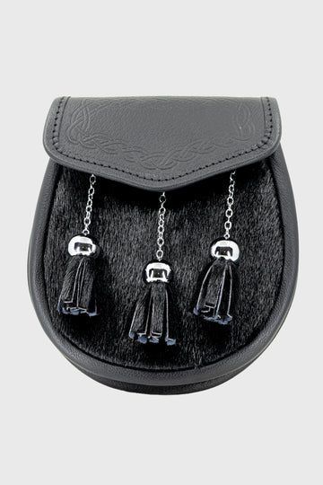 Black Leather Seal Skin Embroidered Semi Dress Sporran