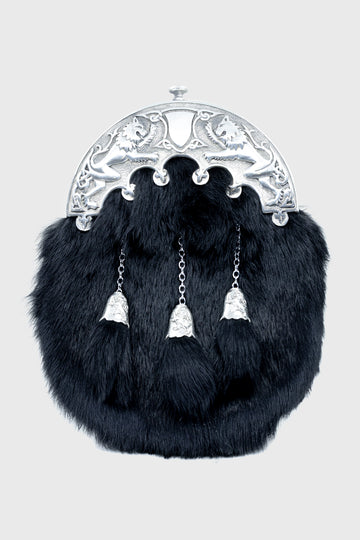 Pride Black Rabbit Fur Pewter Dress Sporran