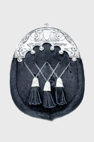 Pride Black Seal Skin Pewter Dress Sporran