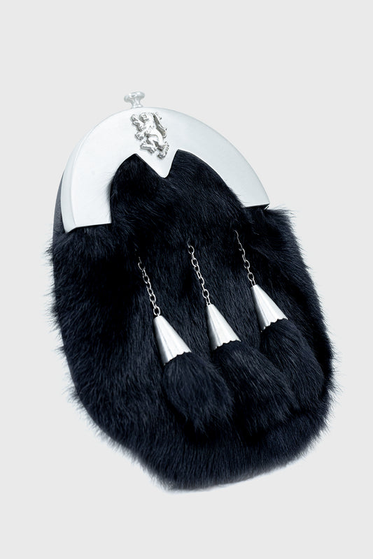 Pride Black Rabbit Fur Antique Dress Sporran