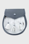 Black Leather Light Grey Seal Skin Semi Dress Sporran