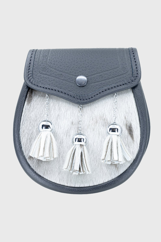 Light Grey Seal & Black Leather Sporran