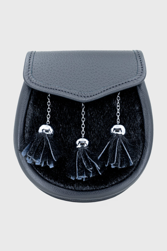 Black Leather & Black Seal Sporran