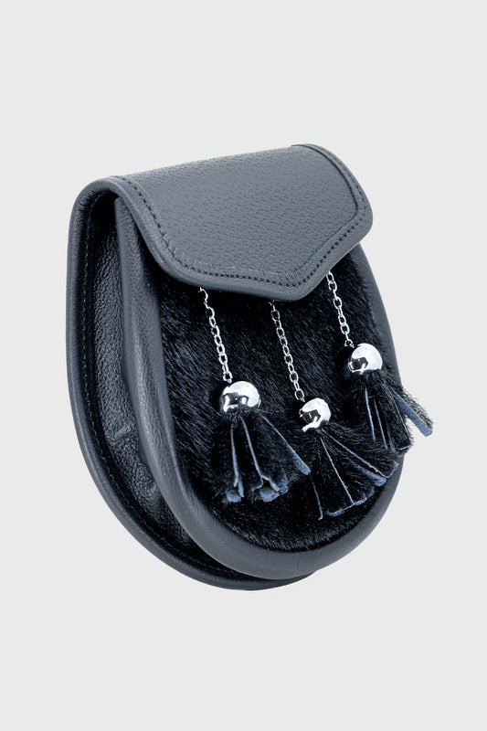 Black Leather & Black Seal Sporran