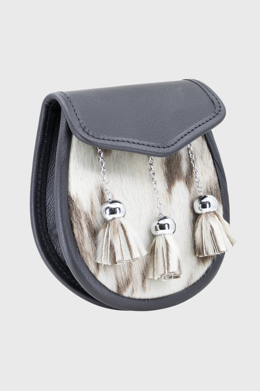 Black Leather and Light Grey Seal Sporran