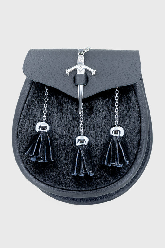 Black Leather and Black Seal Sporran