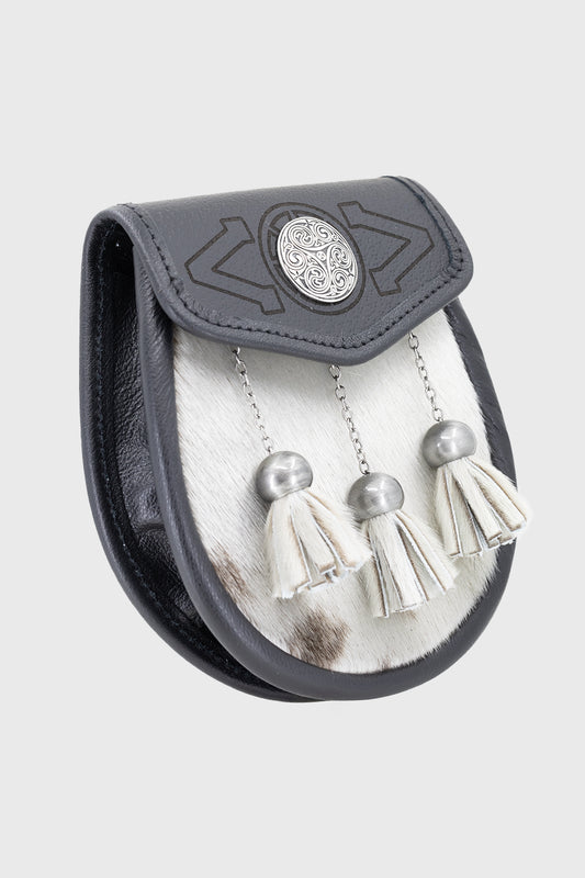 Black Leather and Light Grey Seal Sporran
