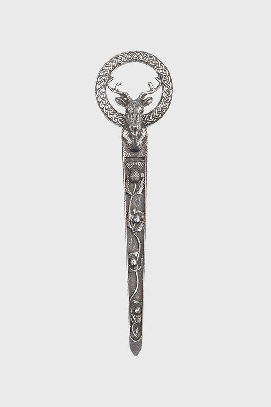 Stag & Thistles Pewter Kilt Pin - Polished