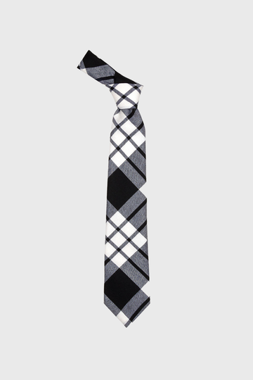 MacFarlane Black & White Modern Tartan Tie