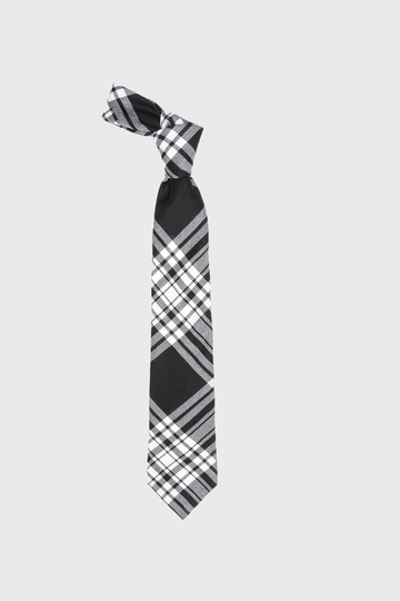 Menzies Black & White Modern Tartan Tie
