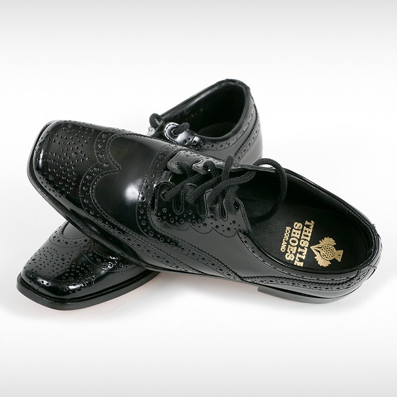 Black Leather Ghillie Brogue