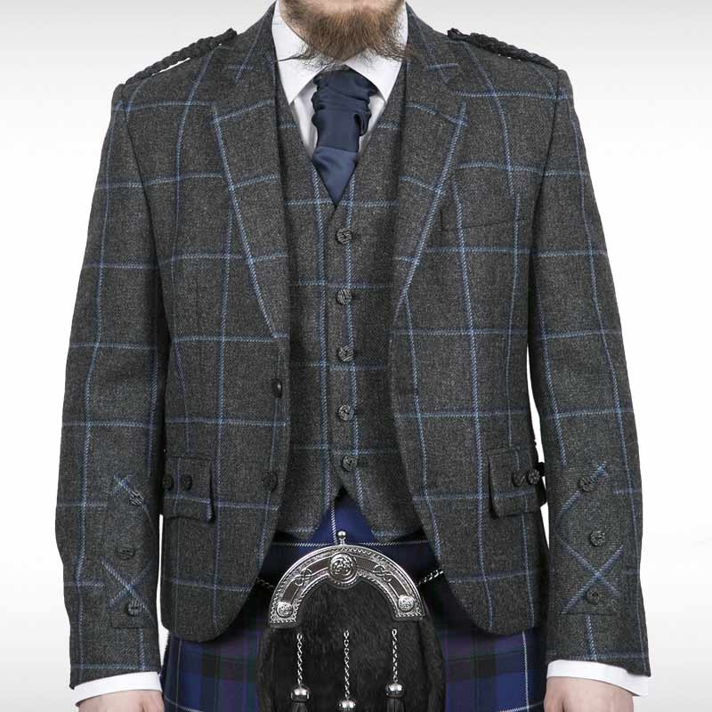 Blue Grey Check Crail Jacket & Waistcoat