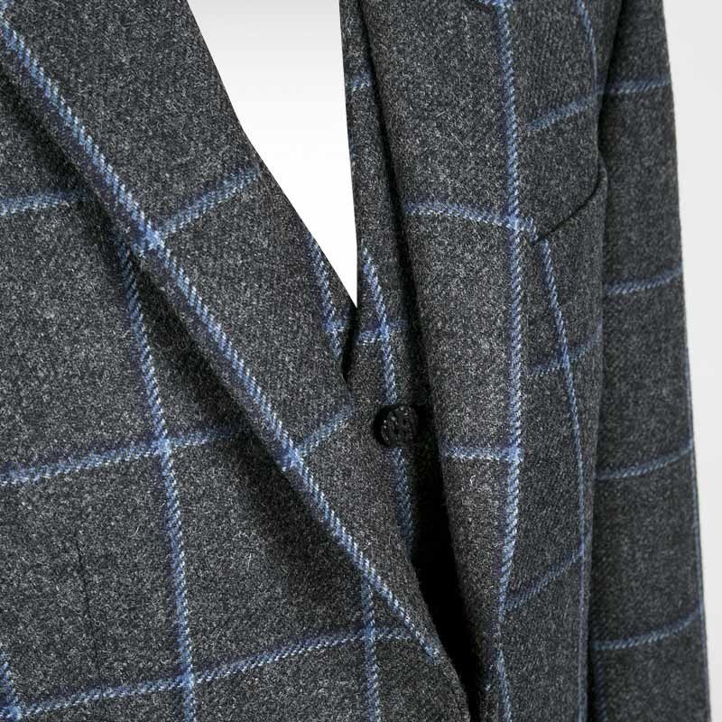 Blue Grey Check Crail Jacket & Waistcoat