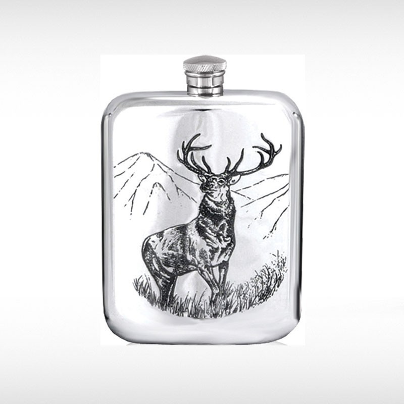 Engraved Stag Hip Flask